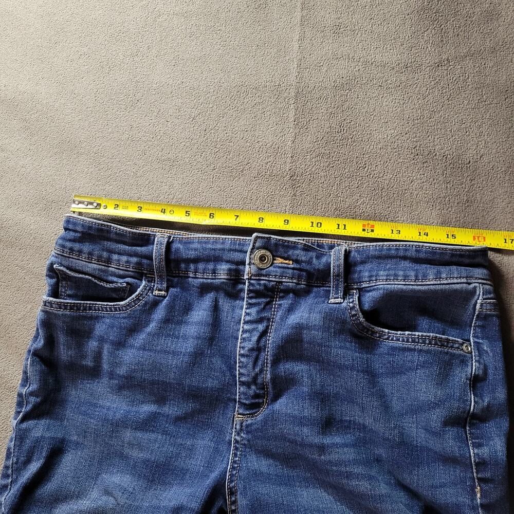 St Johns Bay Womens Jeans Size 14 Dark Wash Painters Recycle - Picture 2 of 14